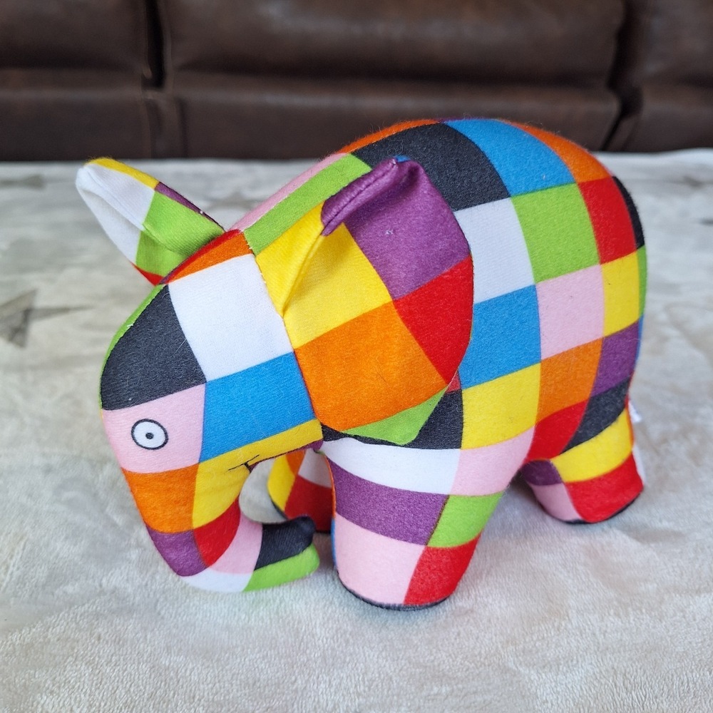 Vintage 1993 Elmer Patchwork Elephant Soft Plush Toy 6"